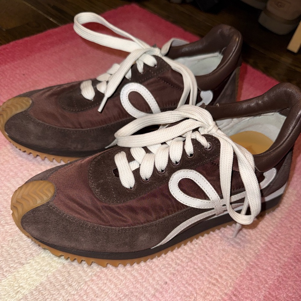 Loewe Flow Runner Nylon and Suede Sneakers in Chocolate Brown ‘Shitake Mushroom’ - Picture 10 of 16